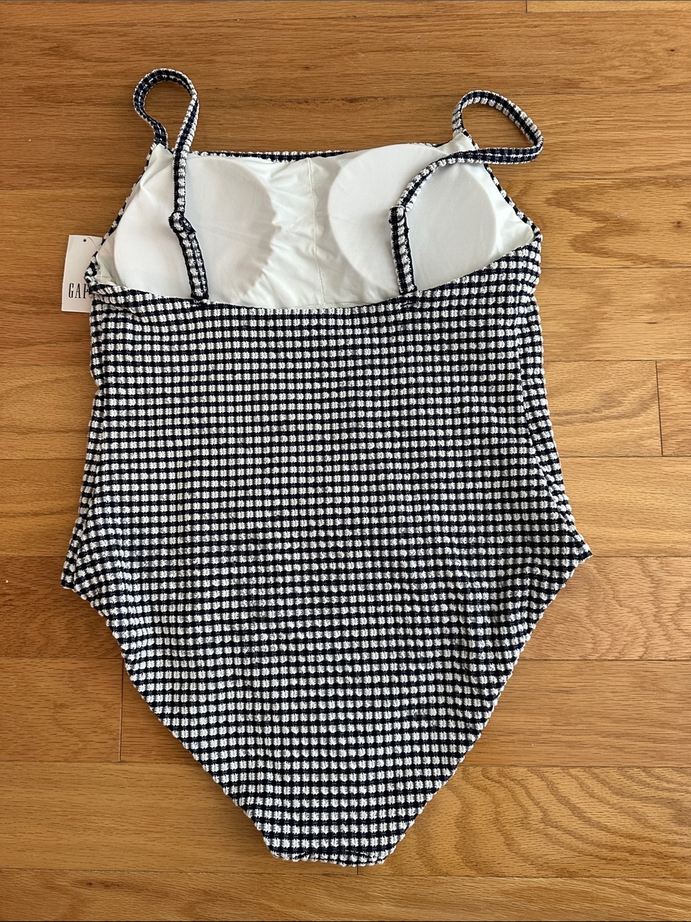 Textured Black & White Check One-Piece Swimsuit NWT, size M - Picture 4 of 4